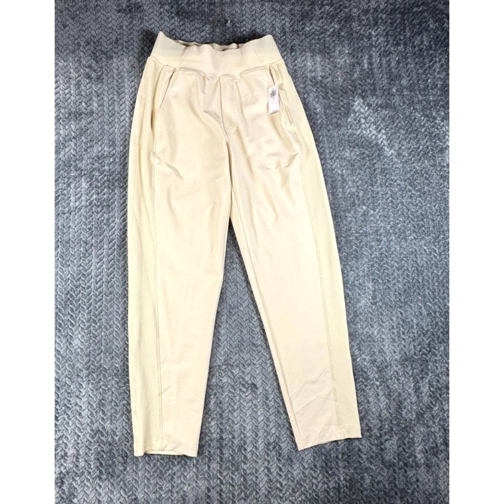 Old Navy Powersoft Go Dry Jogger Pants Women XS Beige High Waisted Tapered Ankle